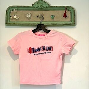 Y2K BABY TEE SHORT SLEEVE FUNDS ARE LOW EMBROIDERED COTTON T-SHIRT CROP MEDIUM M